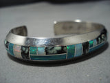 Thicker And Heavy!! Vintage Native American Jewelry Navajo Turquoise Opal Sterling Silver Cuff Bracelet-Nativo Arts