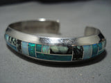 Thicker And Heavy!! Vintage Native American Jewelry Navajo Turquoise Opal Sterling Silver Cuff Bracelet-Nativo Arts