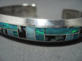 Thicker And Heavy!! Vintage Native American Jewelry Navajo Turquoise Opal Sterling Silver Cuff Bracelet-Nativo Arts