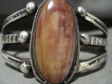 Thicker Vintage Ingot Native American Jewelry Silver Navajo Petrified Wood Native American Jewelry Silver Bracelet-Nativo Arts