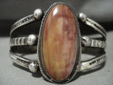 Thicker Vintage Ingot Native American Jewelry Silver Navajo Petrified Wood Native American Jewelry Silver Bracelet-Nativo Arts