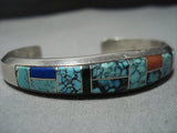 Thicker Vintage Native American Jewelry Navajo Sterling Silver Lone Mountain Turquoise Bracelet-Nativo Arts