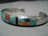 Thicker Vintage Native American Jewelry Navajo Sterling Silver Lone Mountain Turquoise Bracelet-Nativo Arts