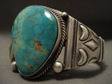 Top Quality Intense Royston Vintage Navajo Turquoise Native American Jewelry Silver Shell Bracelet-Nativo Arts