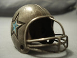 Touchown! Vintage Navajo Sterling Native American Jewelry Silver Cowboys Helmet Statue-Nativo Arts