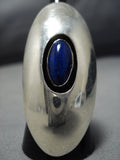 Towering Beautiful Vintage Native American Jewelry Navajo Lapis Sterling Silver Ring Old-Nativo Arts