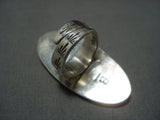 Towering Beautiful Vintage Native American Jewelry Navajo Lapis Sterling Silver Ring Old-Nativo Arts