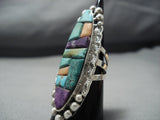 Towering Big Big!! Vintage Native American Jewelry Navajo Turquoise Sterling Silver Sugulite Ring-Nativo Arts