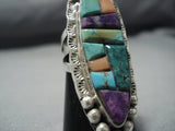 Towering Big Big!! Vintage Native American Jewelry Navajo Turquoise Sterling Silver Sugulite Ring-Nativo Arts