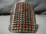 Towering Native American Jewelry Zuni Plethora Of Snake Eyes Coral Sterling Silver Bracelet-Nativo Arts