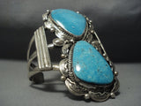 Towering Navajo Blue Turquoise Sterling Native American Jewelry Silver Bracelet-Nativo Arts