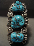 Towering Navajo Brown Family Turquoise Sterling Native American Jewelry Silver Bead Ring-Nativo Arts