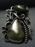 Towering Navajo Natural Green Turquoise Sterling Silver Native American Jewelry Ring-Nativo Arts