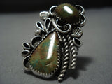 Towering Navajo Natural Green Turquoise Sterling Silver Native American Jewelry Ring-Nativo Arts