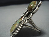 Towering Navajo Natural Green Turquoise Sterling Silver Native American Jewelry Ring-Nativo Arts