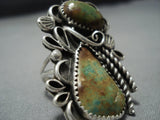 Towering Navajo Natural Green Turquoise Sterling Silver Native American Jewelry Ring-Nativo Arts