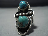 Towering Protruding Turquoise Vintage Native American Jewelry Navajo Sterling Silver Ring-Nativo Arts