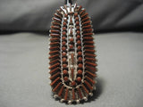 Towering Red Coral Zuni Sterling Silver Native American Ring-Nativo Arts