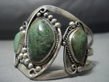 Towering Vintage Native American Jewelry Navajo Green Turquoise Sterling Silver Bracelet Old-Nativo Arts