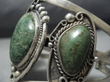 Towering Vintage Native American Jewelry Navajo Green Turquoise Sterling Silver Bracelet Old-Nativo Arts