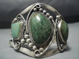 Towering Vintage Native American Jewelry Navajo Green Turquoise Sterling Silver Bracelet Old-Nativo Arts