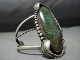 Towering Vintage Native American Jewelry Navajo Green Turquoise Sterling Silver Cuff Bracelet Old-Nativo Arts