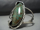 Towering Vintage Native American Jewelry Navajo Green Turquoise Sterling Silver Cuff Bracelet Old-Nativo Arts