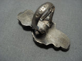 Towering Vintage Native American Jewelry Navajo Green Turquoise Sterling Silver Ring Old-Nativo Arts