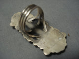 Towering Vintage Native American Jewelry Navajo Royston Turquoise Sterling Silver Leaf Ring Old-Nativo Arts