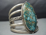 Towering Vintage Native American Jewelry Navajo Spiderweb Turquoise Sterling Silver Bracelet Old-Nativo Arts