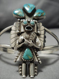 Towering Vintage Native American Navajo Turquoise Sterling Silver Kachina Bracelet-Nativo Arts