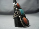 Towering Vintage Navajo Green Royston Turquoise Sterling Native American Jewelry Silver Ring Old-Nativo Arts