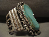 Towering Vintage Navajo Green Turquoise Native American Jewelry Silver Bracelet-Nativo Arts