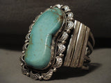 Towering Vintage Navajo Green Turquoise Native American Jewelry Silver Bracelet-Nativo Arts