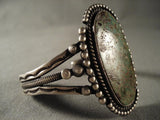 Towering Vintage Navajo Green Turquoise Native American Jewelry Silver Bracelet Old-Nativo Arts
