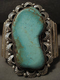 Towering Vintage Navajo Green Turquoise Native American Jewelry Silver Bracelet-Nativo Arts