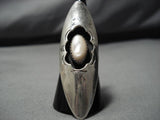 Towering Vintage Navajo Pearl Native American Sterling Silver Ring Old-Nativo Arts