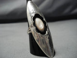 Towering Vintage Navajo Pearl Native American Sterling Silver Ring Old-Nativo Arts