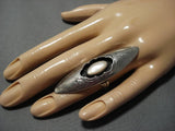 Towering Vintage Navajo Pearl Native American Sterling Silver Ring Old-Nativo Arts