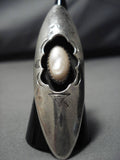 Towering Vintage Navajo Pearl Native American Sterling Silver Ring Old-Nativo Arts