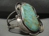 Towering Vintage Navajo Royston Turquoise Native American Jewelry Silver Leaf Bracelet Old-Nativo Arts
