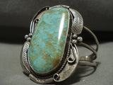 Towering Vintage Navajo Royston Turquoise Native American Jewelry Silver Leaf Bracelet Old-Nativo Arts