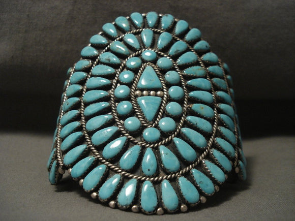 Towering Vintage Navajo Turquoise Native American Jewelry Silver Bracelet-Nativo Arts