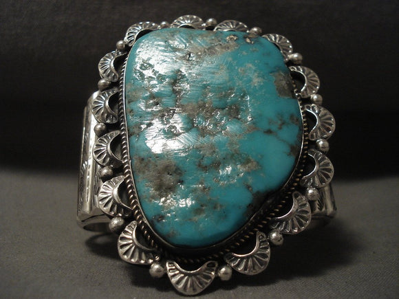 Towering Vintage Navajo Turquoise Native American Jewelry Silver Bracelet-Nativo Arts