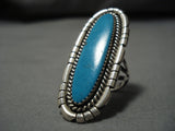 Towering Vintage Navajo Turquoise Sterling Silver Native American Ring Old-Nativo Arts