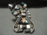 Towering Vintage Zuni Turquoise Native American Jewelry Silver Kachina Ring-Nativo Arts