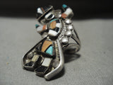 Towering Vintage Zuni Turquoise Native American Jewelry Silver Kachina Ring-Nativo Arts