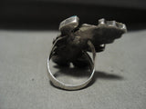 Towering Vintage Zuni Turquoise Native American Jewelry Silver Kachina Ring-Nativo Arts