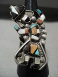 Towering Vintage Zuni Turquoise Native American Jewelry Silver Kachina Ring-Nativo Arts