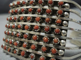 Towering Zuni Coral Snake Eyes Sterling Silver Native American Jewelry Cuff Bracelet-Nativo Arts